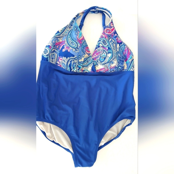 Catalina Blue Paisley Womens Plus Swimsuit Size 3x - Picture 1 of 4